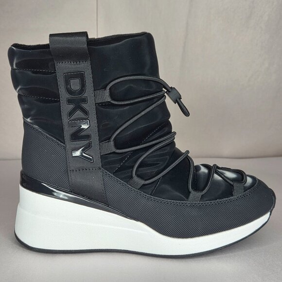 DKNY Women's Perla Black Wedge Winter Booties - Picture 1 of 6